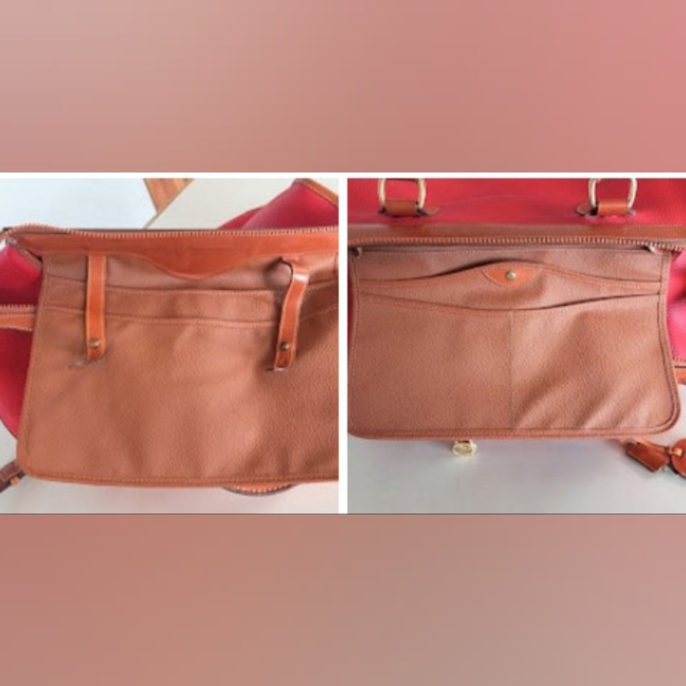 Dooney & Bourke 1990's Gladstone Weekender Luggage, Red AWL - Picture 12 of 16